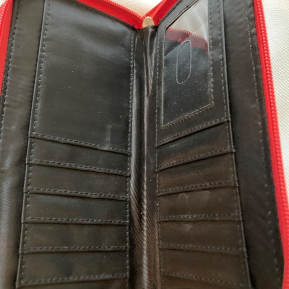 Nicole Miller Red Faux Leather Zip Around Wristlet - Picture 3 of 6